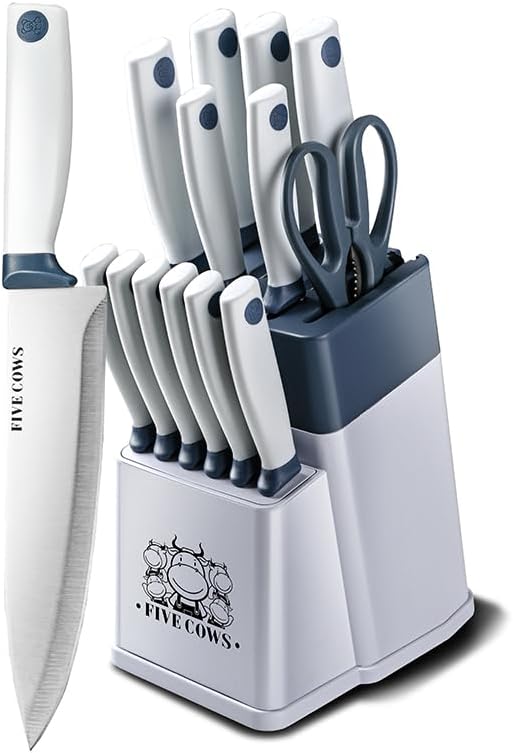 14 Pcs Kitchen Knife Block Set with Sharpener for Every Task
