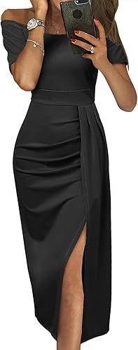Sidefeel Womens Casual Off The Shoulder Floral Print Dress