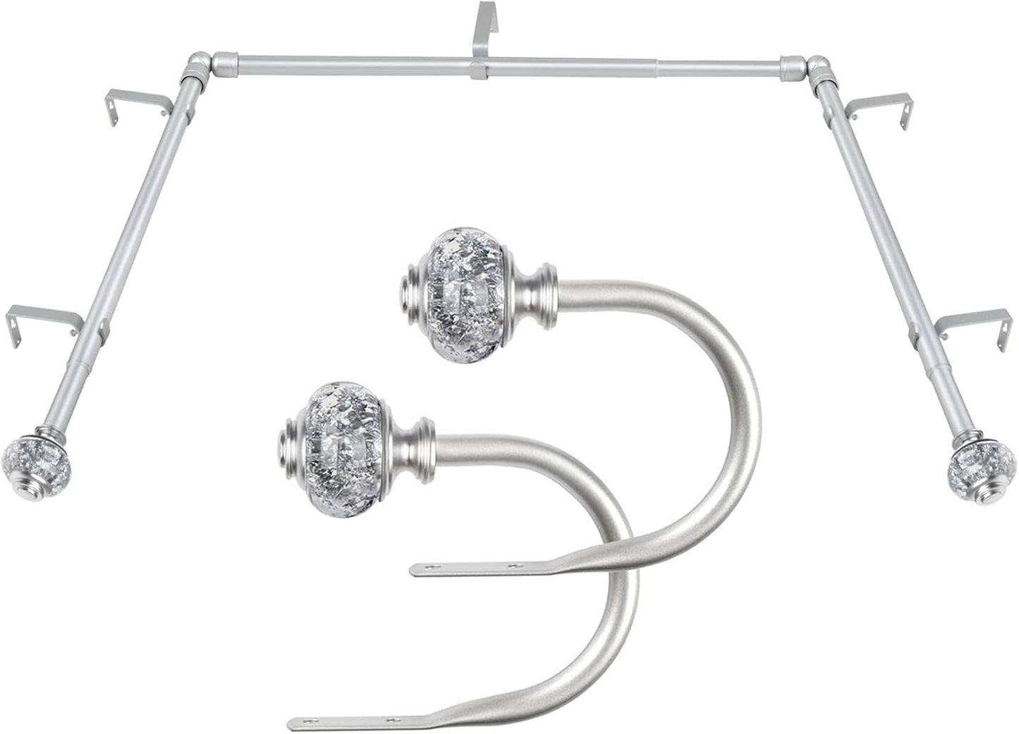 Silver Bay Window Rods + Holdbacks Set