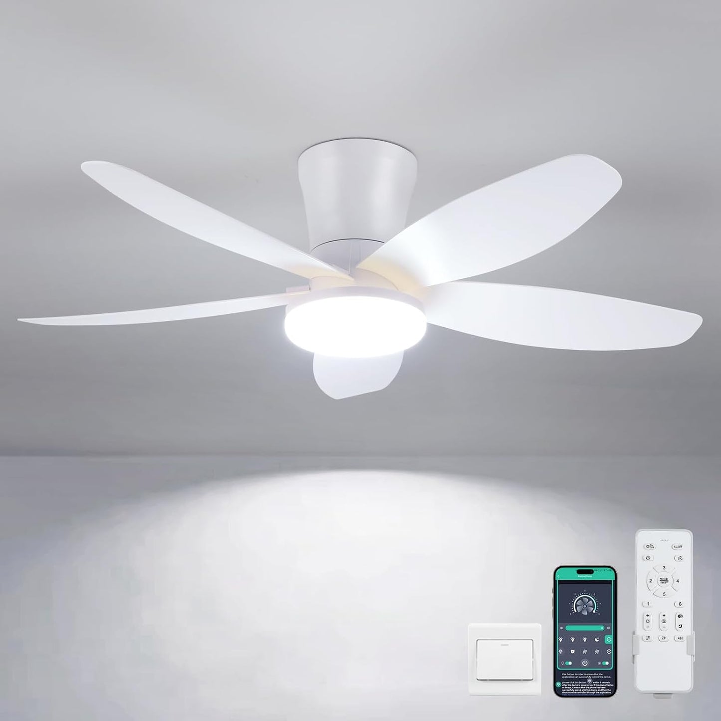36 Low Profile Ceiling Fans with Lights and Remote Control
