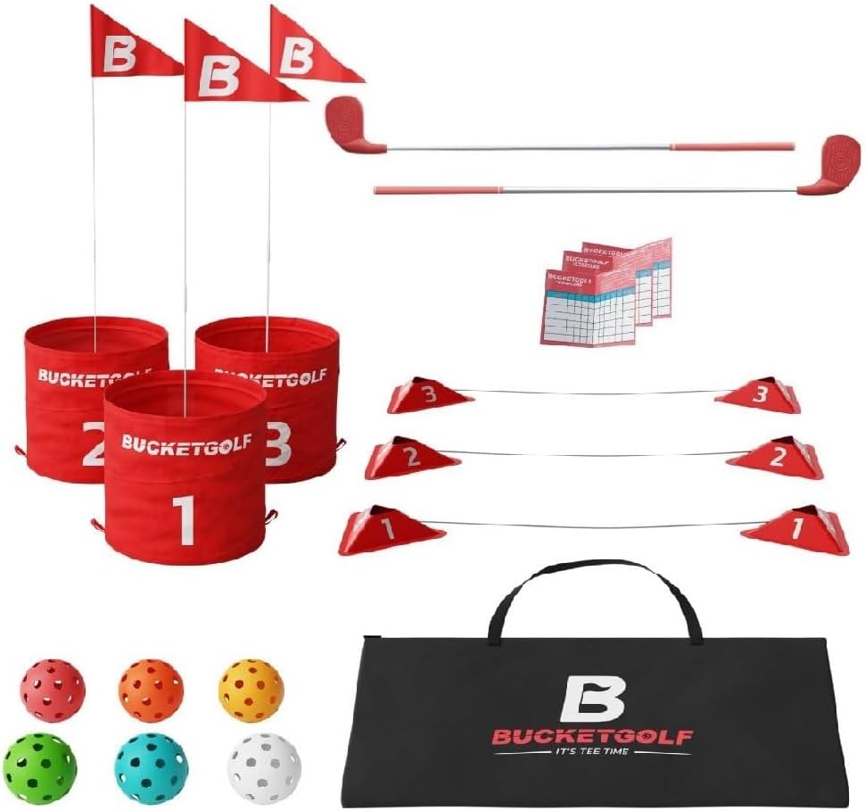 Bucket Golf Original Game 3 Hole Travel Set for All Ages Fun