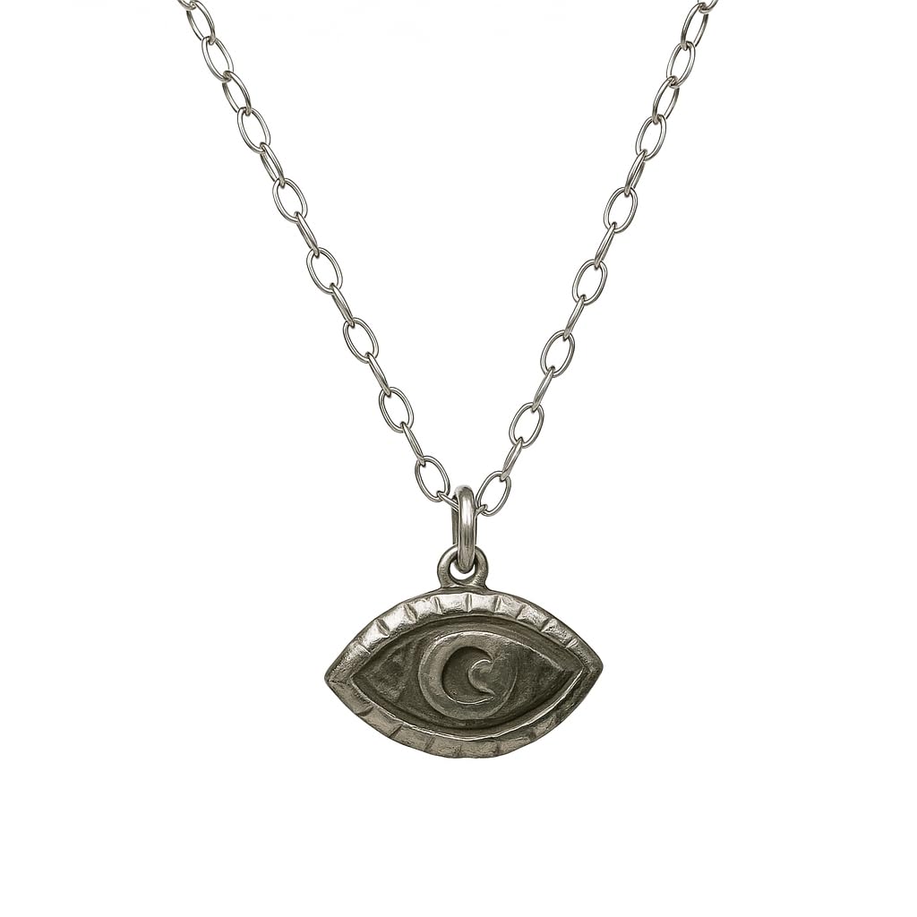 Handmade Evil Eye Pendant Necklace with Pyrite Gemstone Jewelry