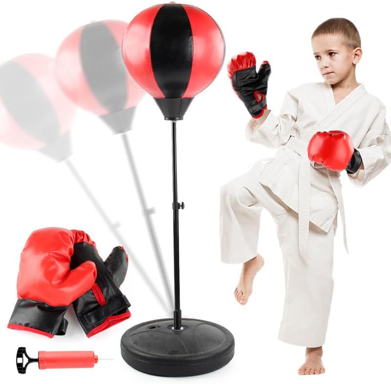 Adjustable Freestanding Kids Punching Bag Set