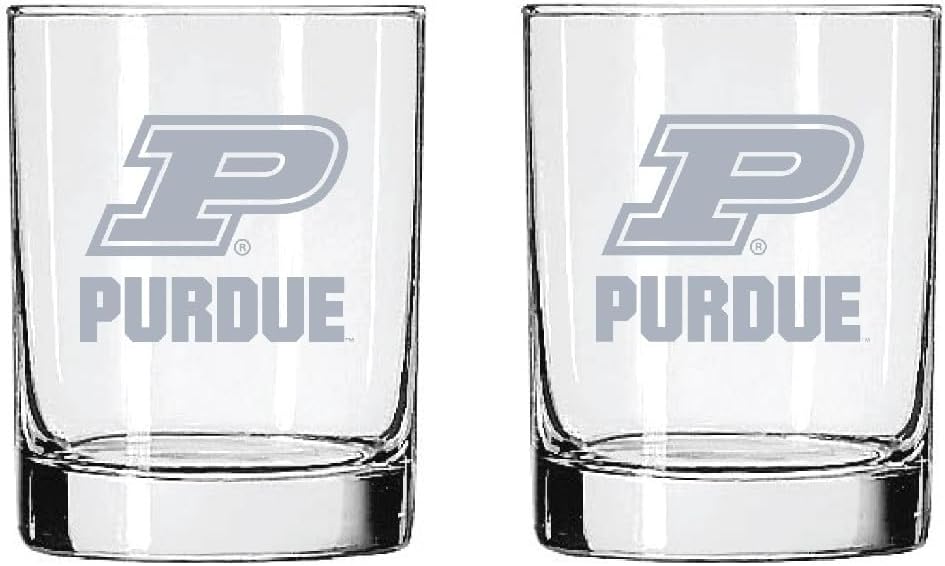 2-Sided Satin Finish Rock Glass Set of 2 for Purdue Fans