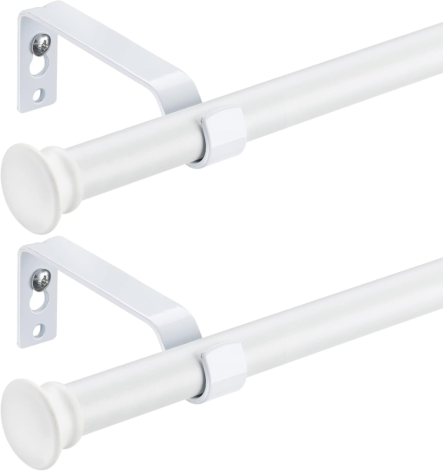 Adjustable White Curtain Rods 2 Pack - Elegant & Versatile