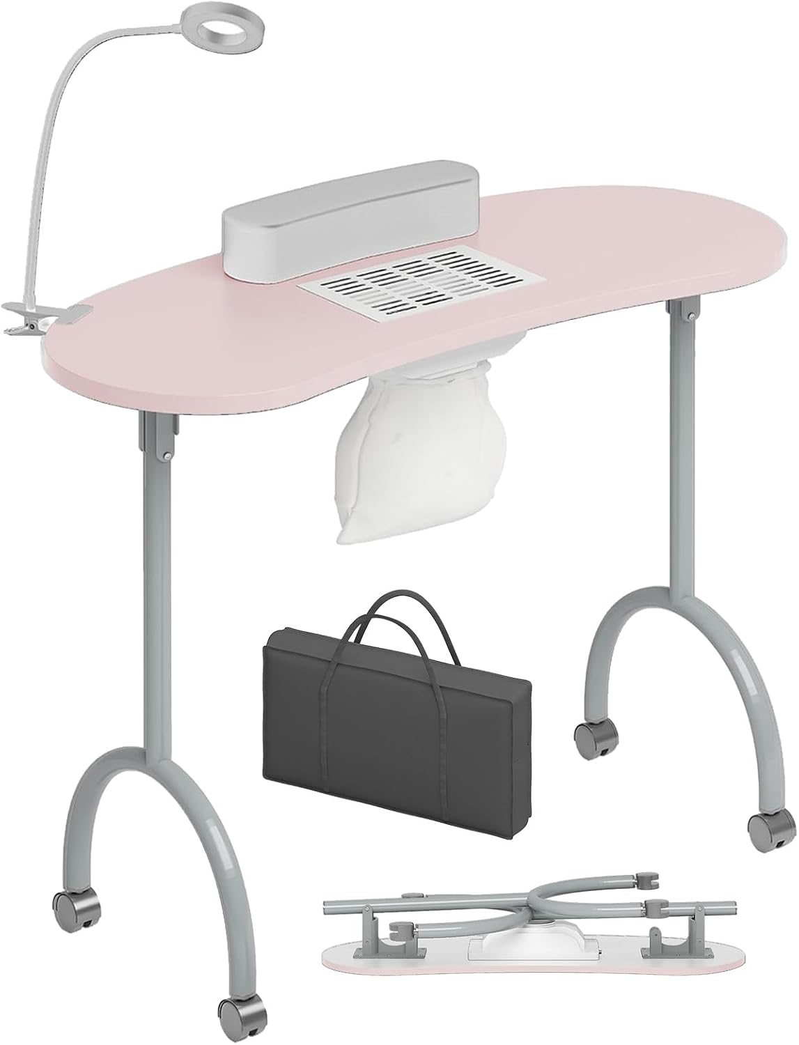 TABU Portable Manicure Nail Table with Dust Collector and LED Lamp