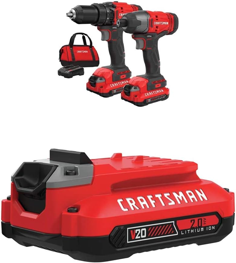 CRAFTSMAN V20 Cordless Drill Combo Kit with Extra Battery Power