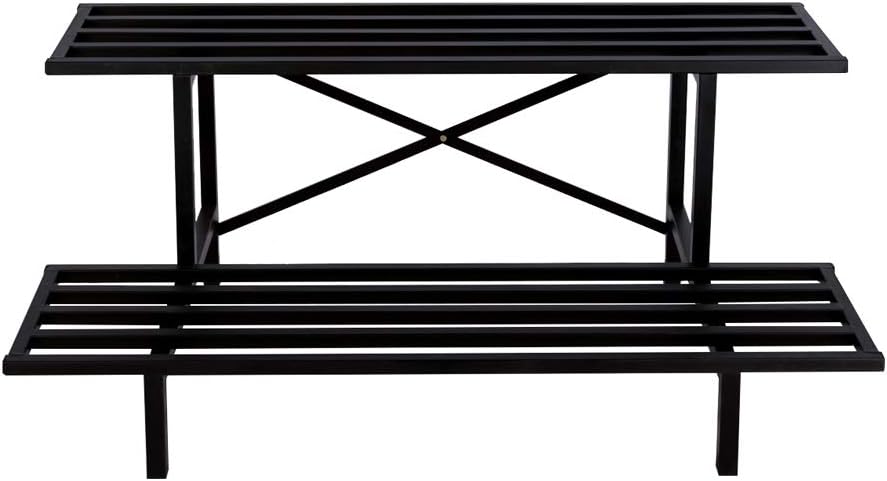 Zhongma 2 Tier Sturdy Metal Plant Stand for Indoor & Outdoor Use