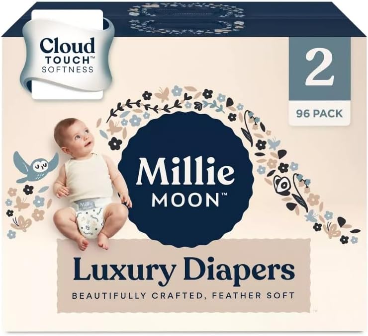 Millie Moon Luxury Diapers - Size 2 (10-18 lbs) - 96 Count