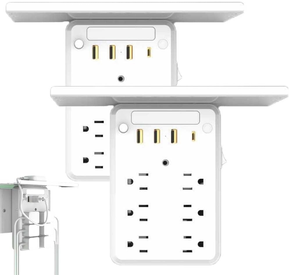 Preliminark Wall Outlet Extender with Shelf for Home Dorm