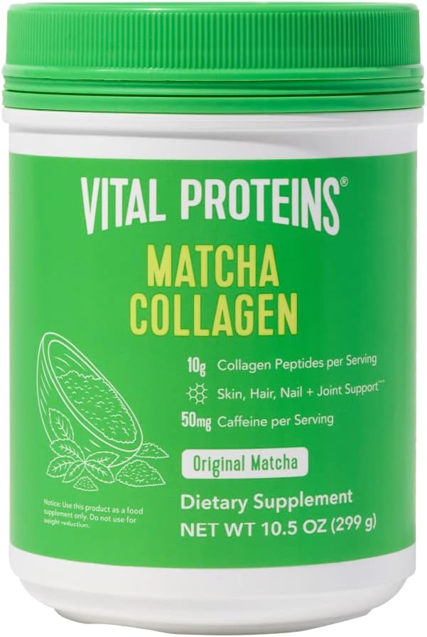 Matcha Collagen Peptides Powder Supplement for Healthy Skin