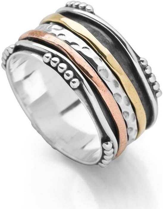 925 Sterling Silver Spinner Ring for Women - Handmade Worry Ring