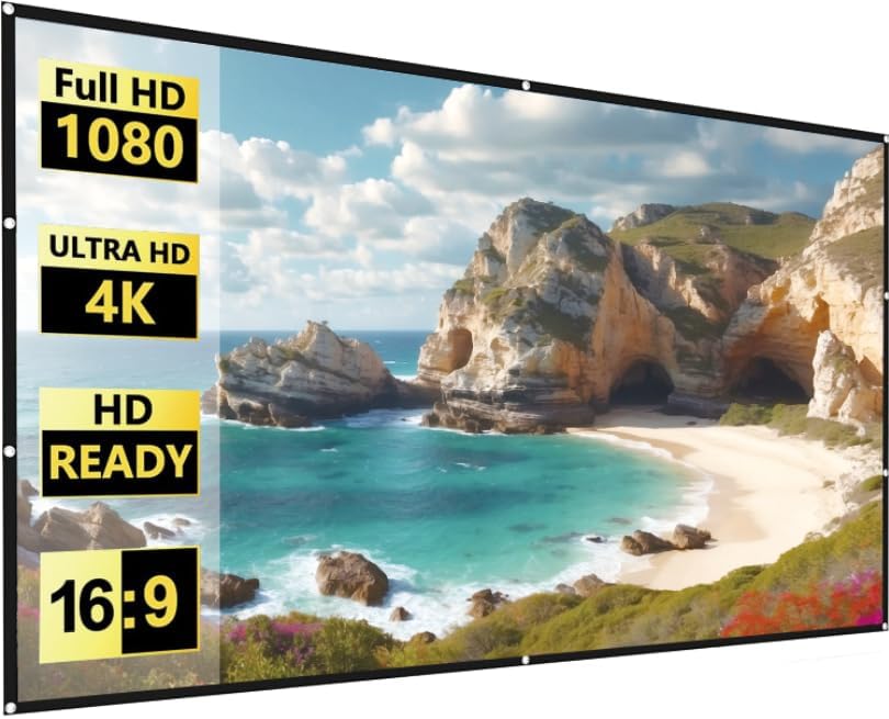 100 Inch Wrinkle-Resistant Projector Screen with 5G WiFi & Bluetooth - JOWLURK