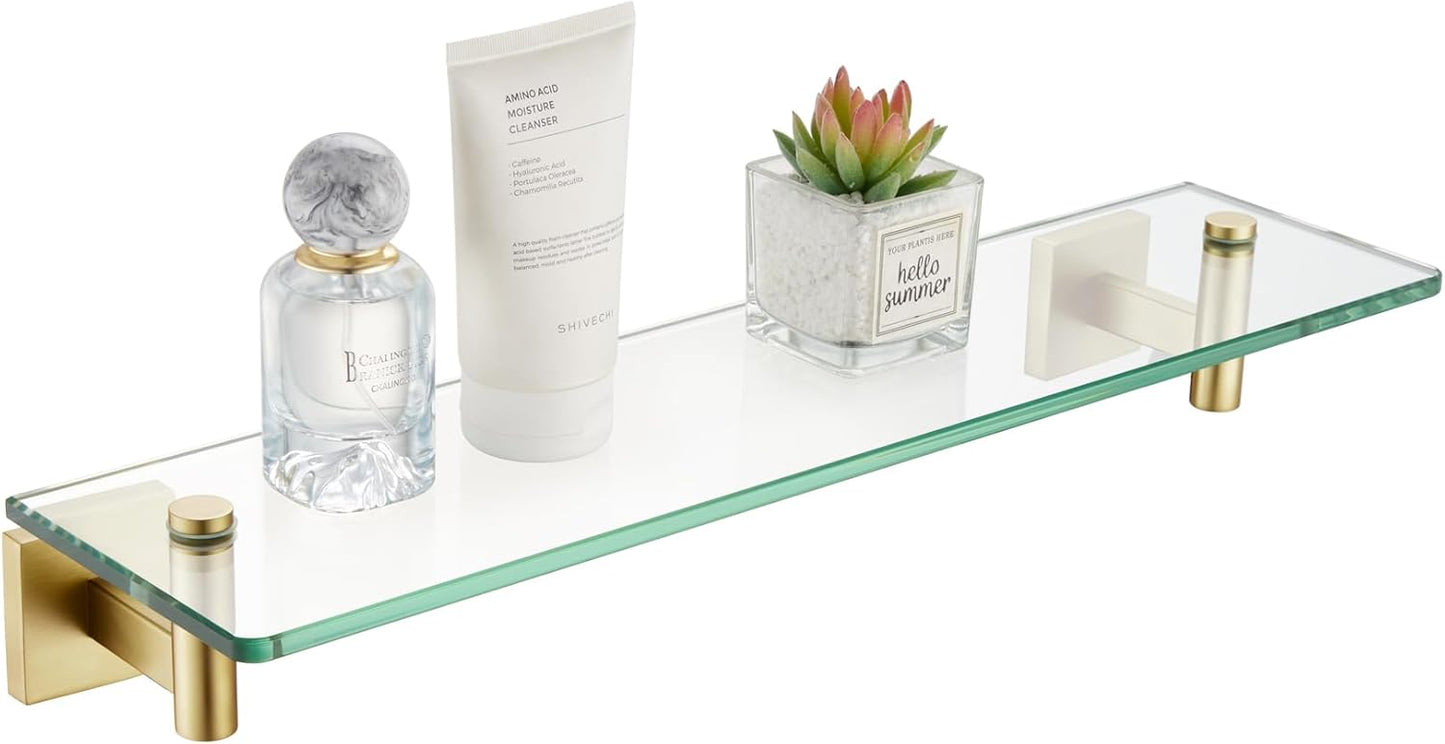 KOKOSIRI Floating Shelf 20-Inch Stainless Steel Glass Storage