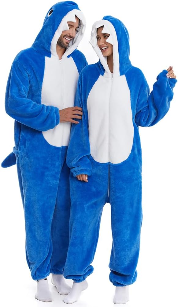 HSCTEK Adult Luxury Double-sided Flannel Shark Onesies for Comfort