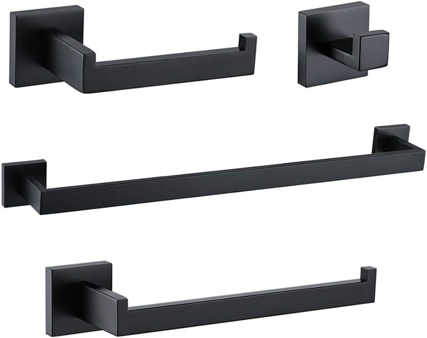 TURS 4 Pieces Bathroom Hardware Set in Matte Black for Style
