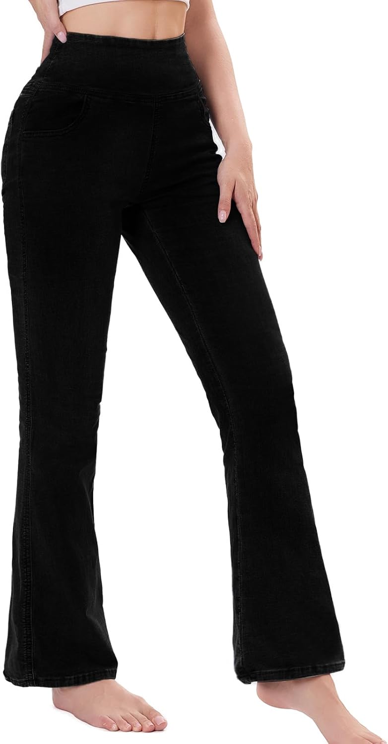 Trendy Pull on Flare Jeans for Women with Tummy Control