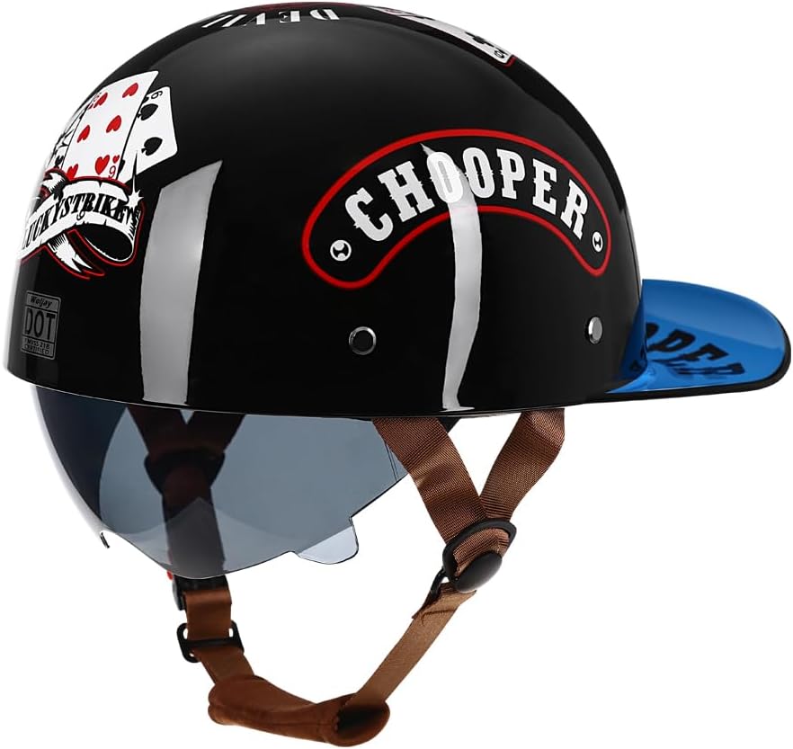 Vintage Retro Open Face Motorcycle Helmet for Men and Women