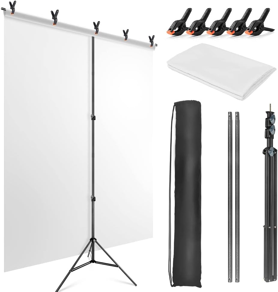 JEBUTU White Backdrop with Stand for Perfect Photoshoots