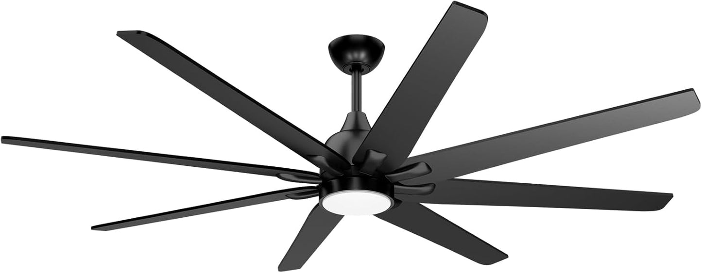 72 Inch Ceiling Fan with Light and Remote Control for Large Spaces