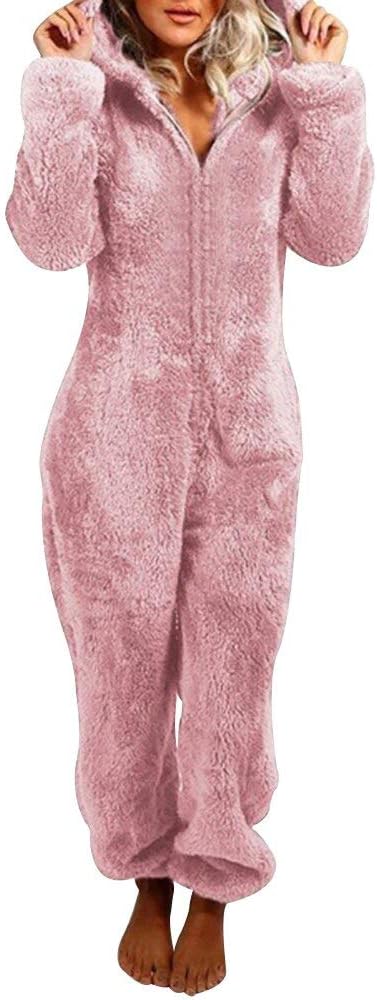 Womens Fleece Onesies Pajamas Jumpsuit for Cozy Comfort