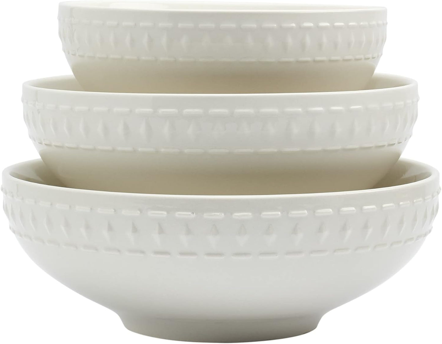 TTU Tabletops Gallery Embossed Bone White Porcelain Serving Bowls