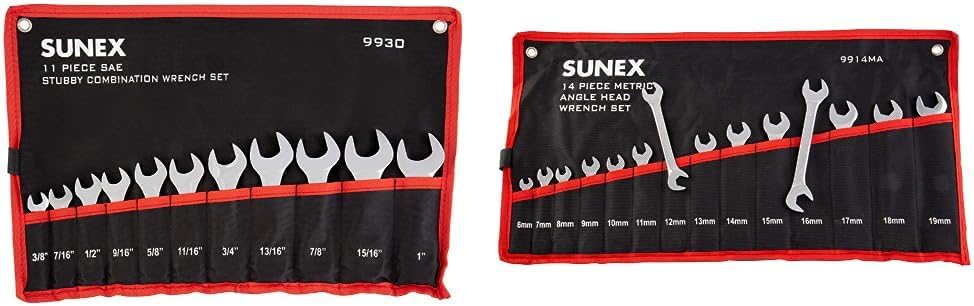 SAE Stubby Combination Wrench Set for Tight Spaces, 11-Piece