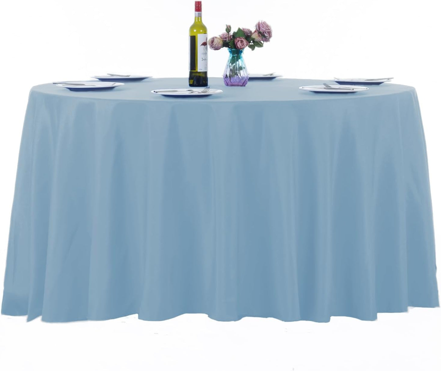 120 Inch Blue Mist Round Tablecloth Set for Elegant Events
