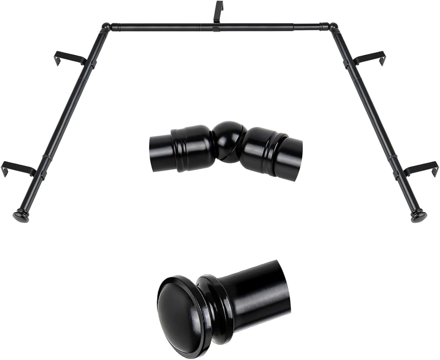 TONIAL Bay Window Curtain Rods Set, Adjustable Lengths, Elegant Design