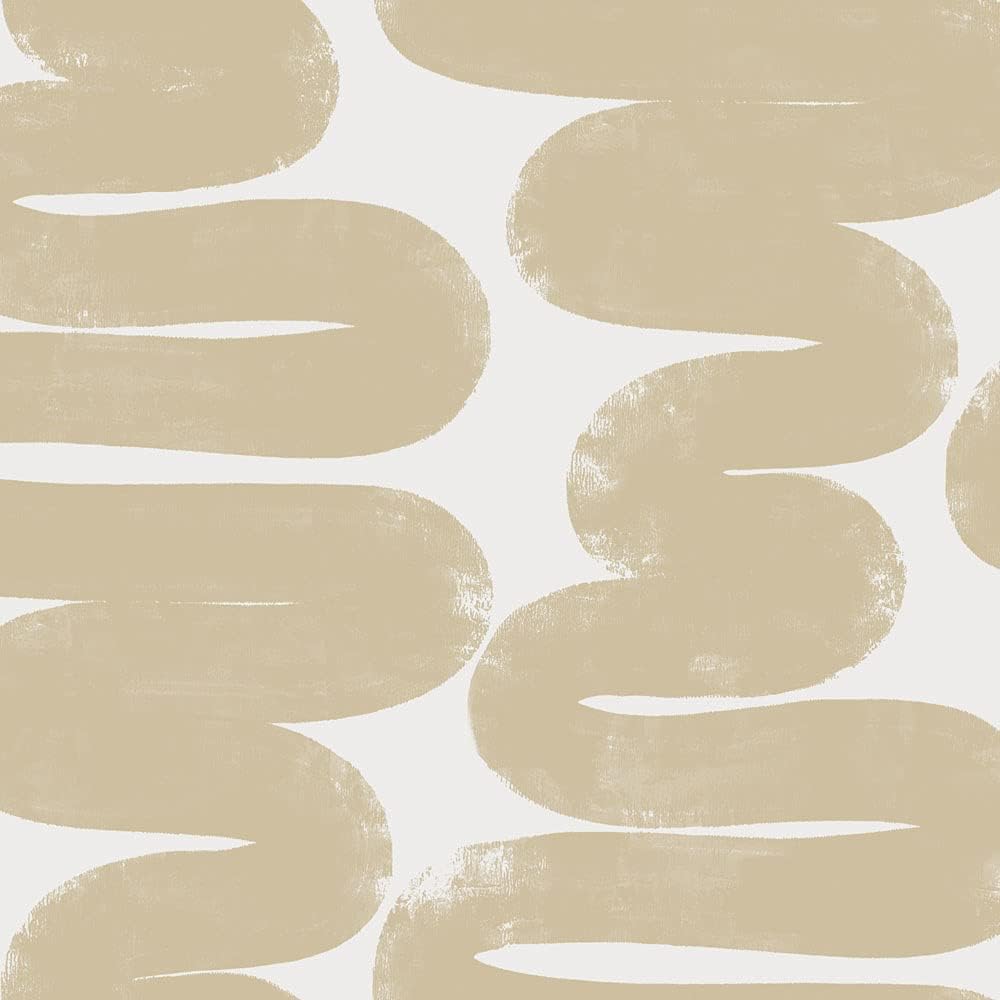 Tempaper Beige & White Wiggle Room Removable Wallpaper for Home