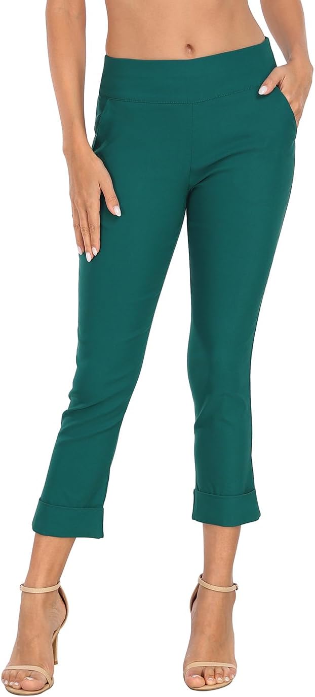 HDE Pull On Capri Pants for Women with Pockets and Comfort