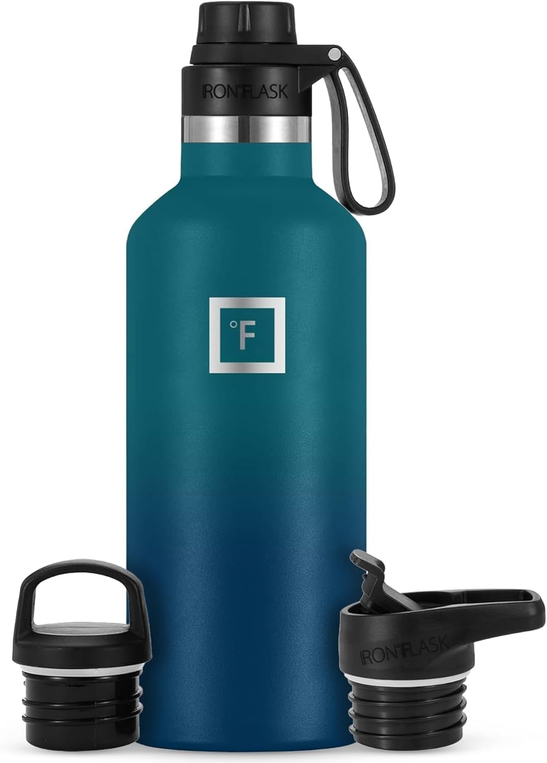 IRON FLASK Camping Hydration Canteens with 3 Lids for Outdoors