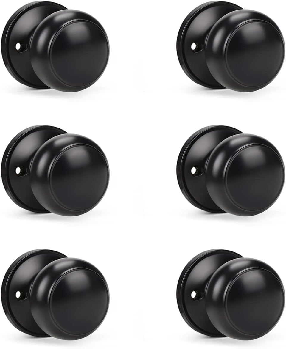 KNOBWELL Single Sided Dummy Door Knob Set in Matte Black Finish
