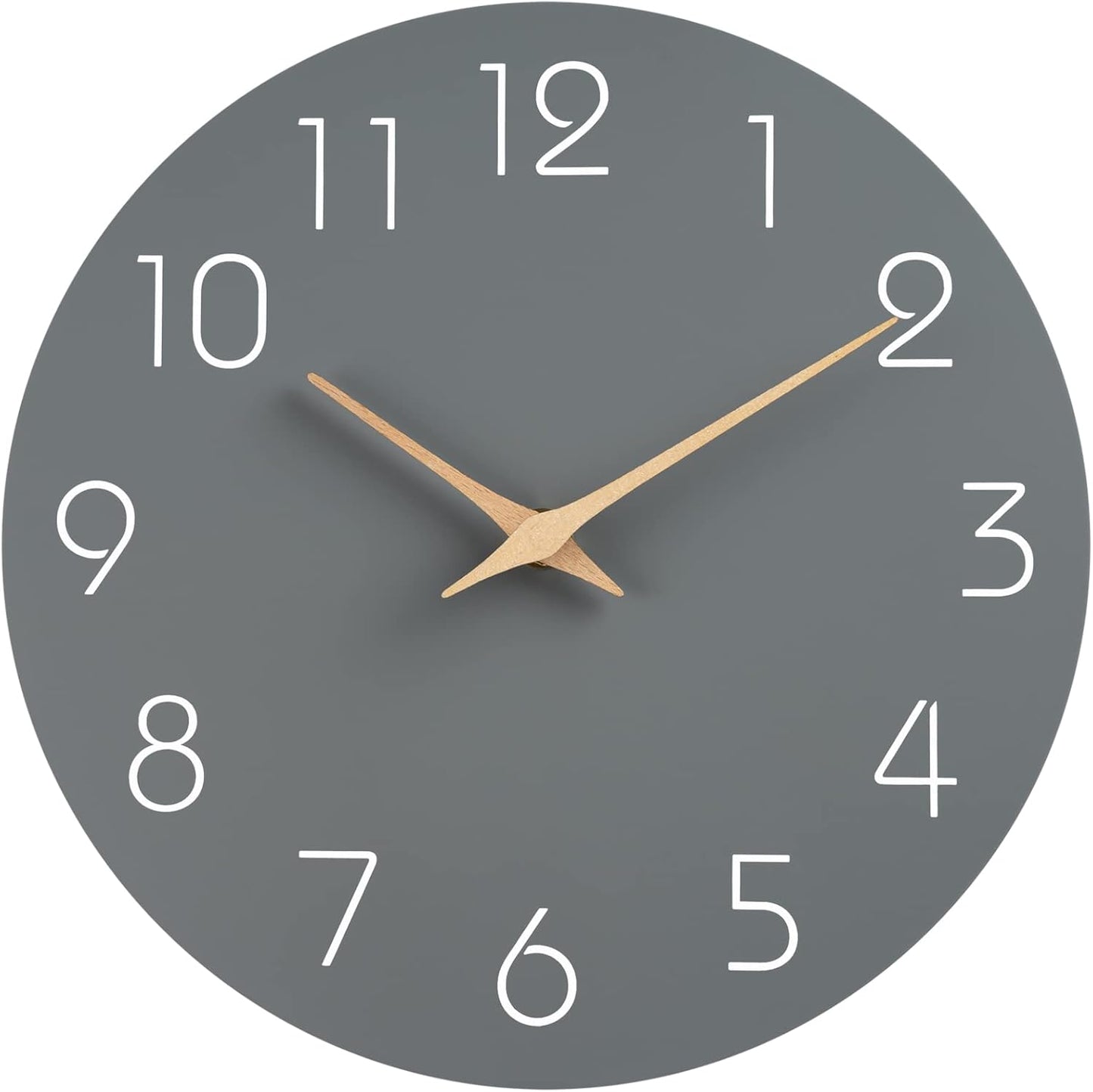 Mosewa 14 Inch Gray Wall Clock - Silent Non Ticking Design