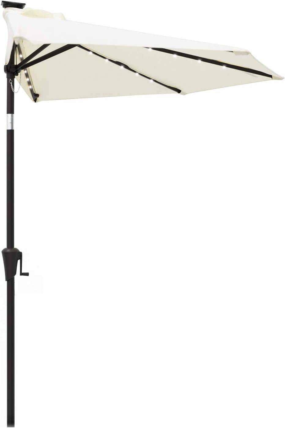 C-Hopetree 9 ft Half Round Outdoor Patio Market Umbrella with Lights