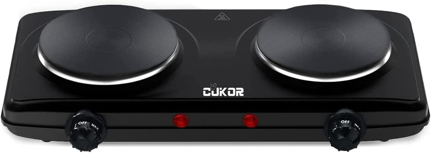 CUKOR Double Cast Iron 2 Burner Electric Stove for Cooking