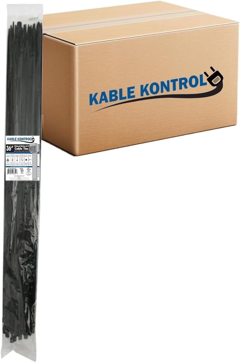 Kable Kontrol 36 Inch Black Cable Zip Ties - 500 Pcs Bulk Pack