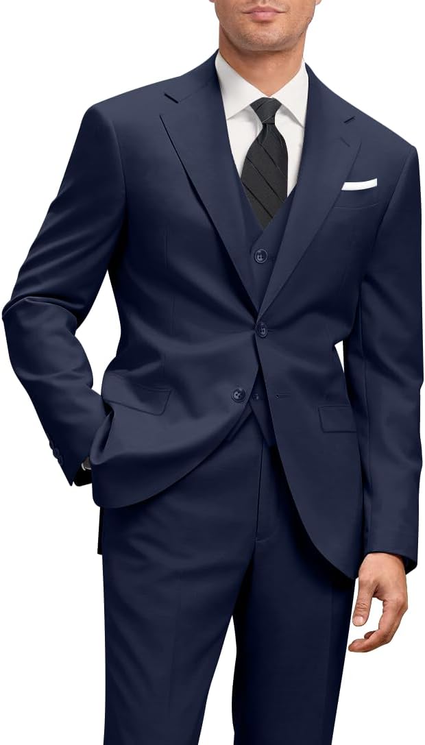 Men's Slim Fit 3 Piece Suit Set with Tie for Weddings and Business