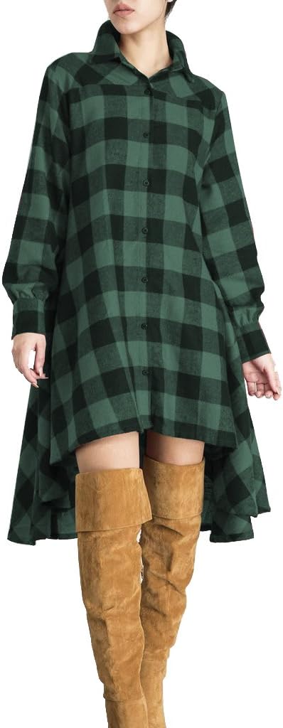 Stylish V Neck Long Sleeve Irregular Hem Shirt Dress for Women