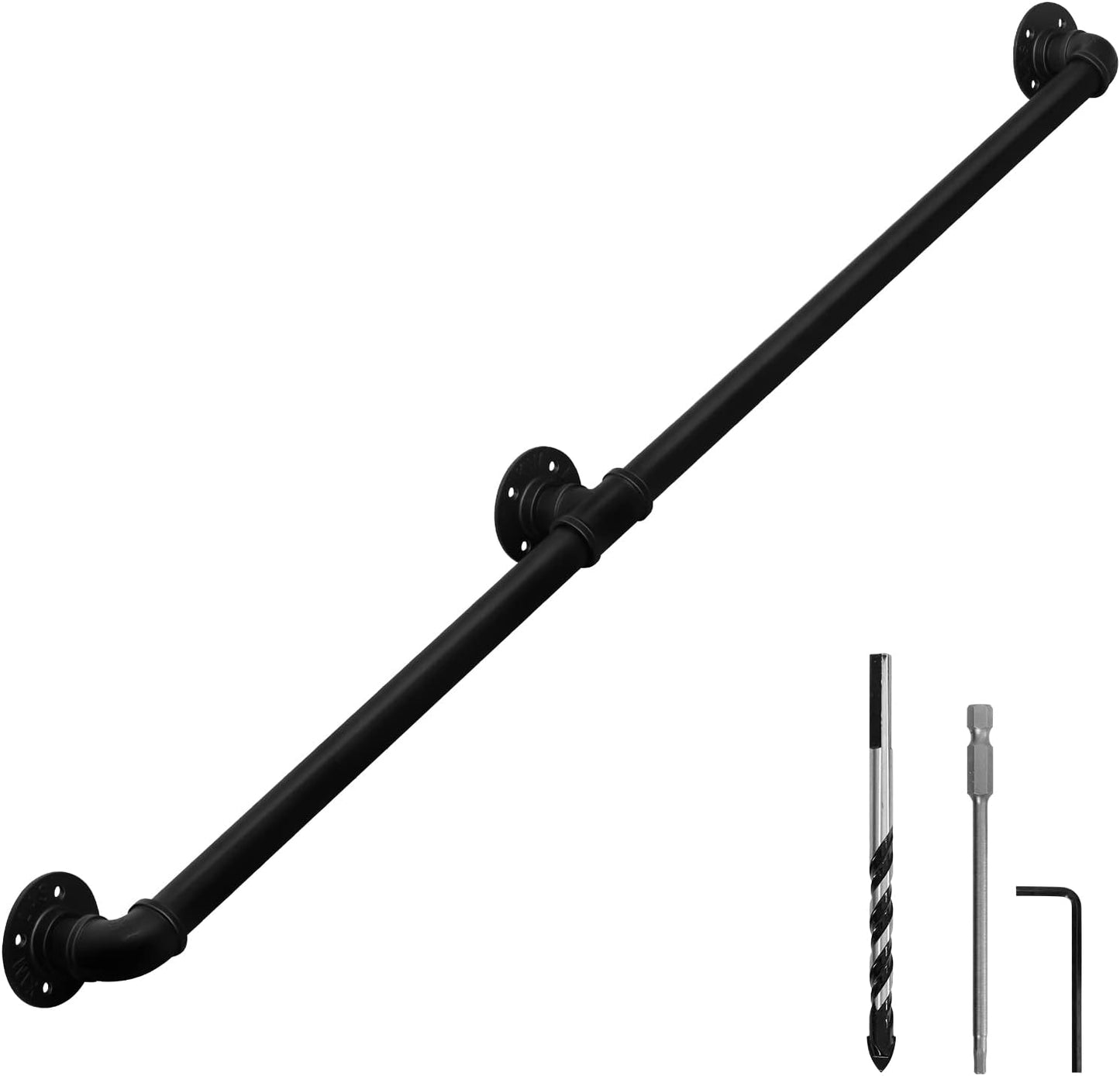 Industrial Pipe Wall Handrail for Farmhouse Stairway Railing