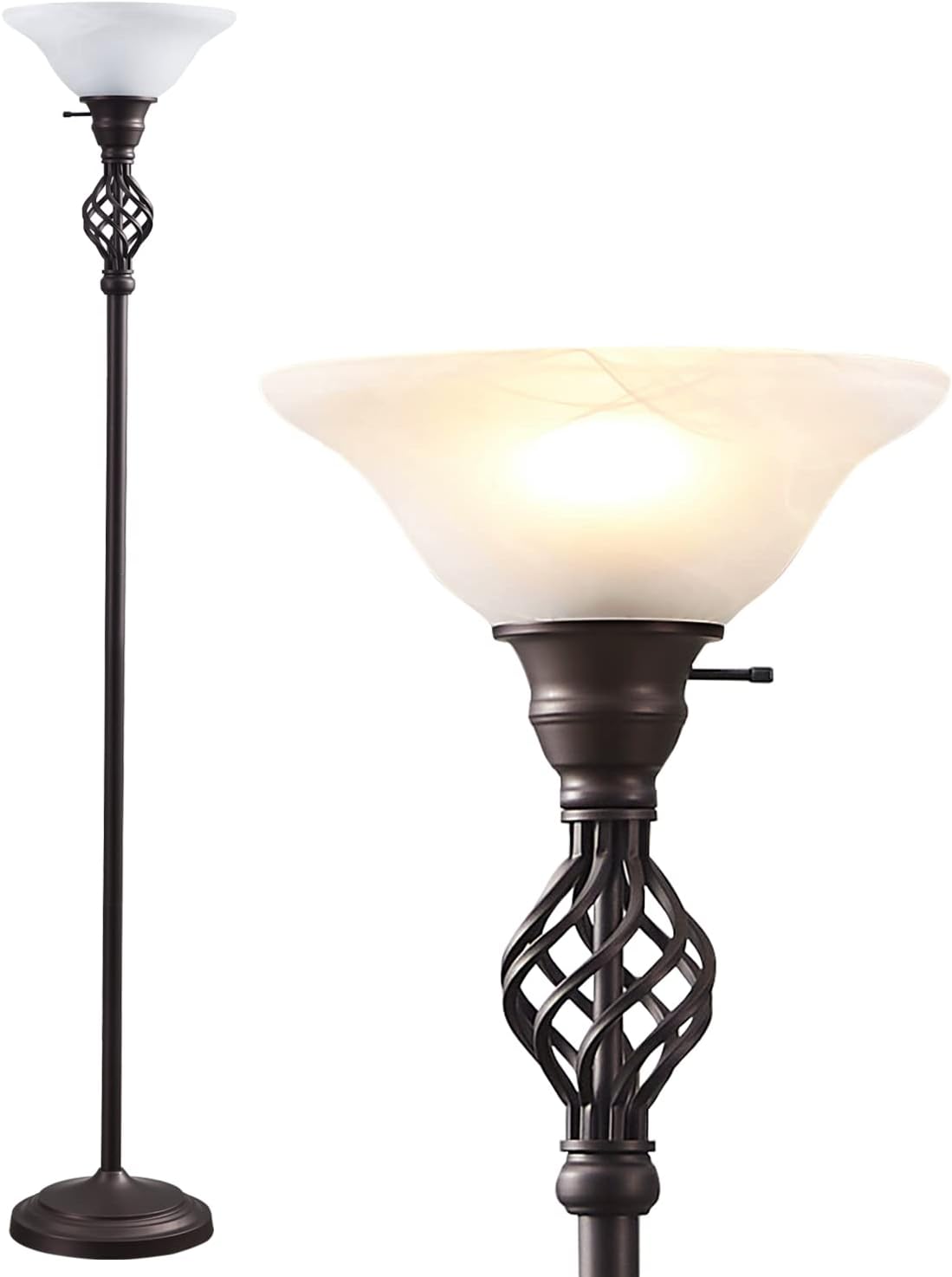 Torchiere Floor Lamp for Living Room with Glass Shade Design