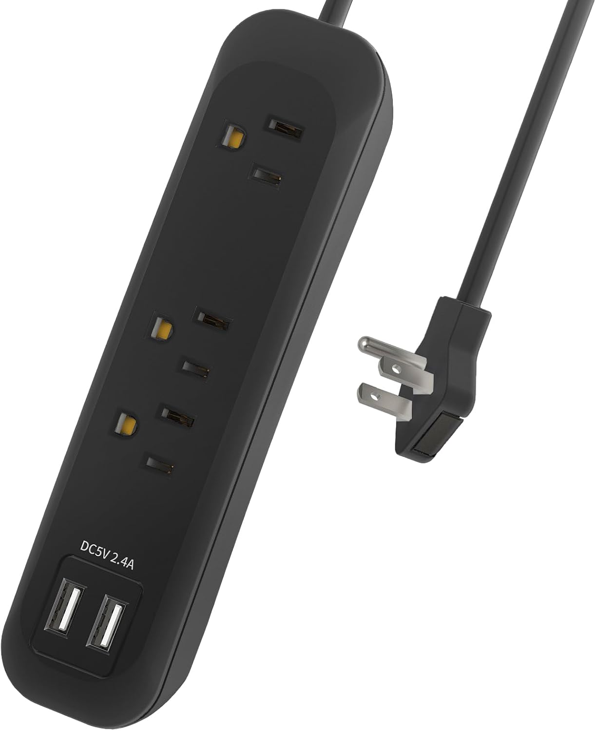 KF Flat Plug Power Strip: Surge Protection & USB Charging