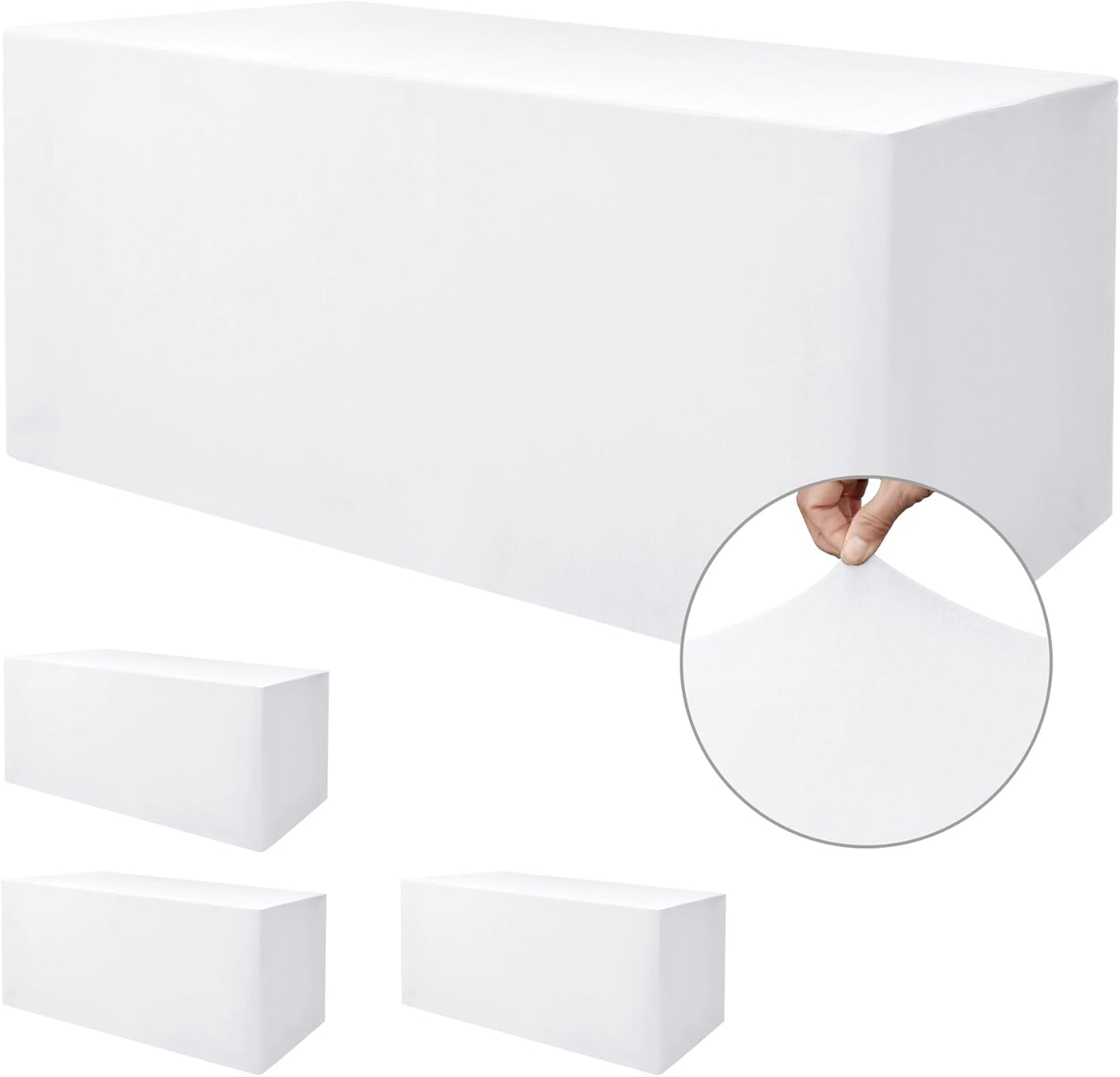 Nasitos White Fitted Table Covers for 6 Ft Folding Tables