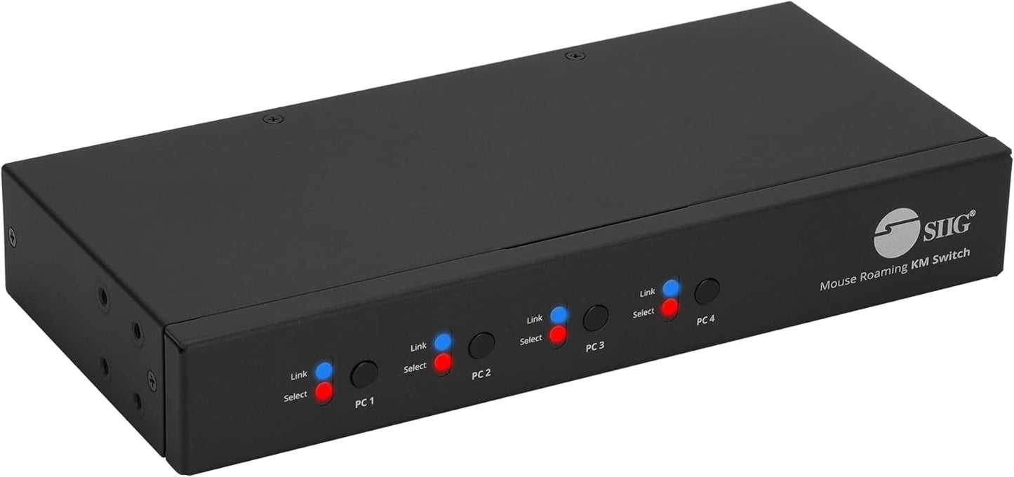 SIIG 4-Port KM Switch for Keyboard and Mouse Control with USB Hub