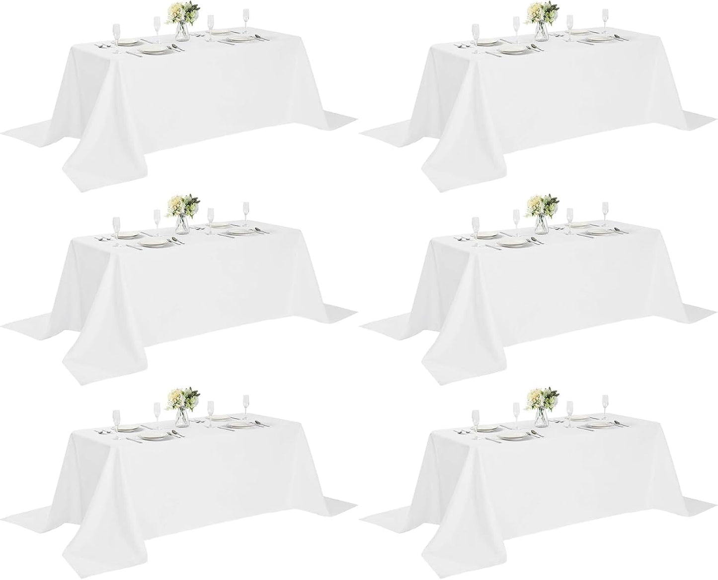6 Pack White Table Cloths for 8 Foot Rectangle Tables