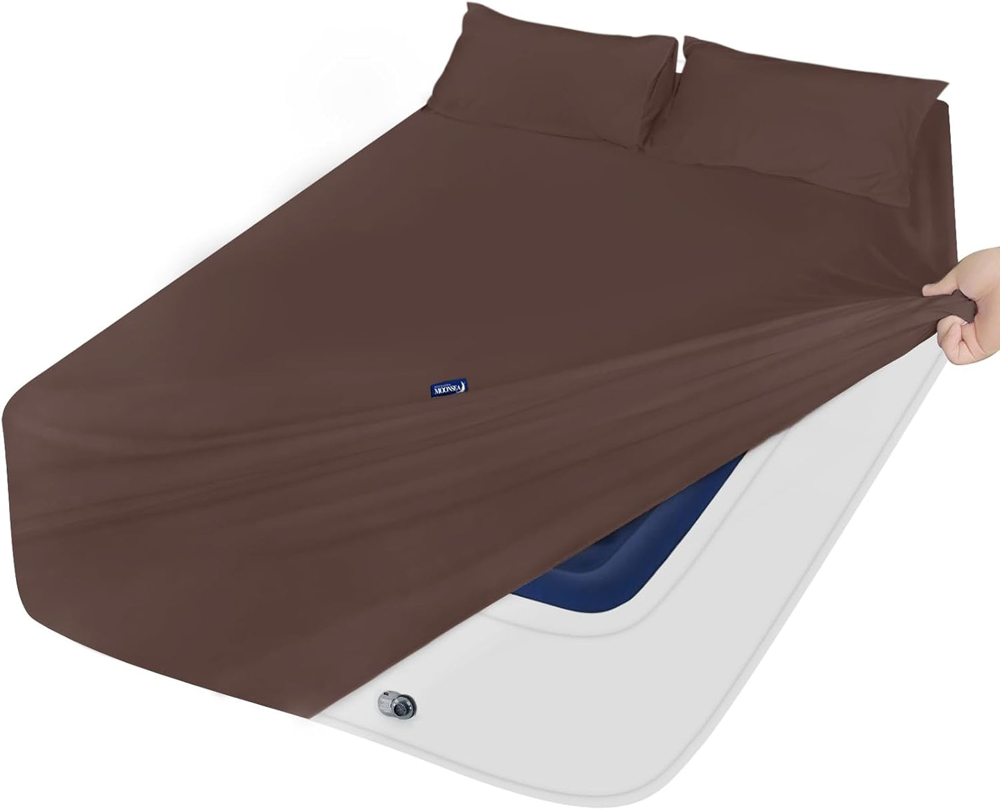 King Size Sheets Set for Air Mattress with Side Storage Pocket