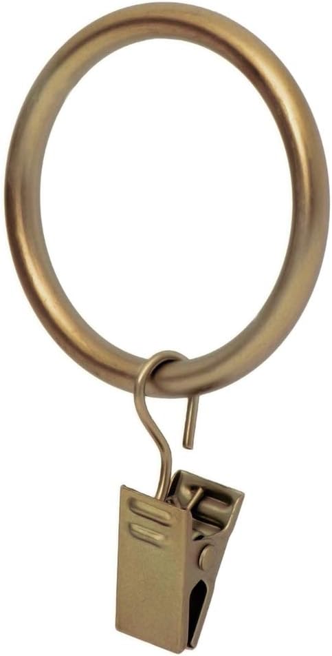 Ivilon Warm Gold Curtain Rings - Set of 14, 1.7 Clips for Elegant Drapery
