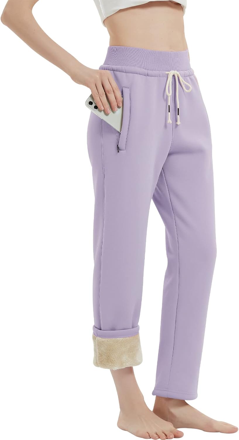 Gihuo Women's Sherpa Lined Sweatpants for Winter Warmth