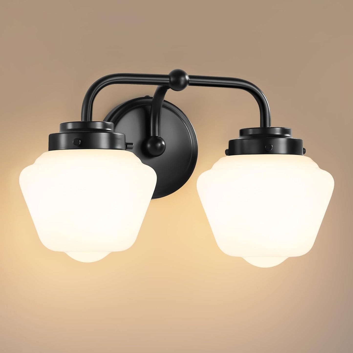 Bathroom Vanity Light Fixtures with Milky White Frosted Glass Shade