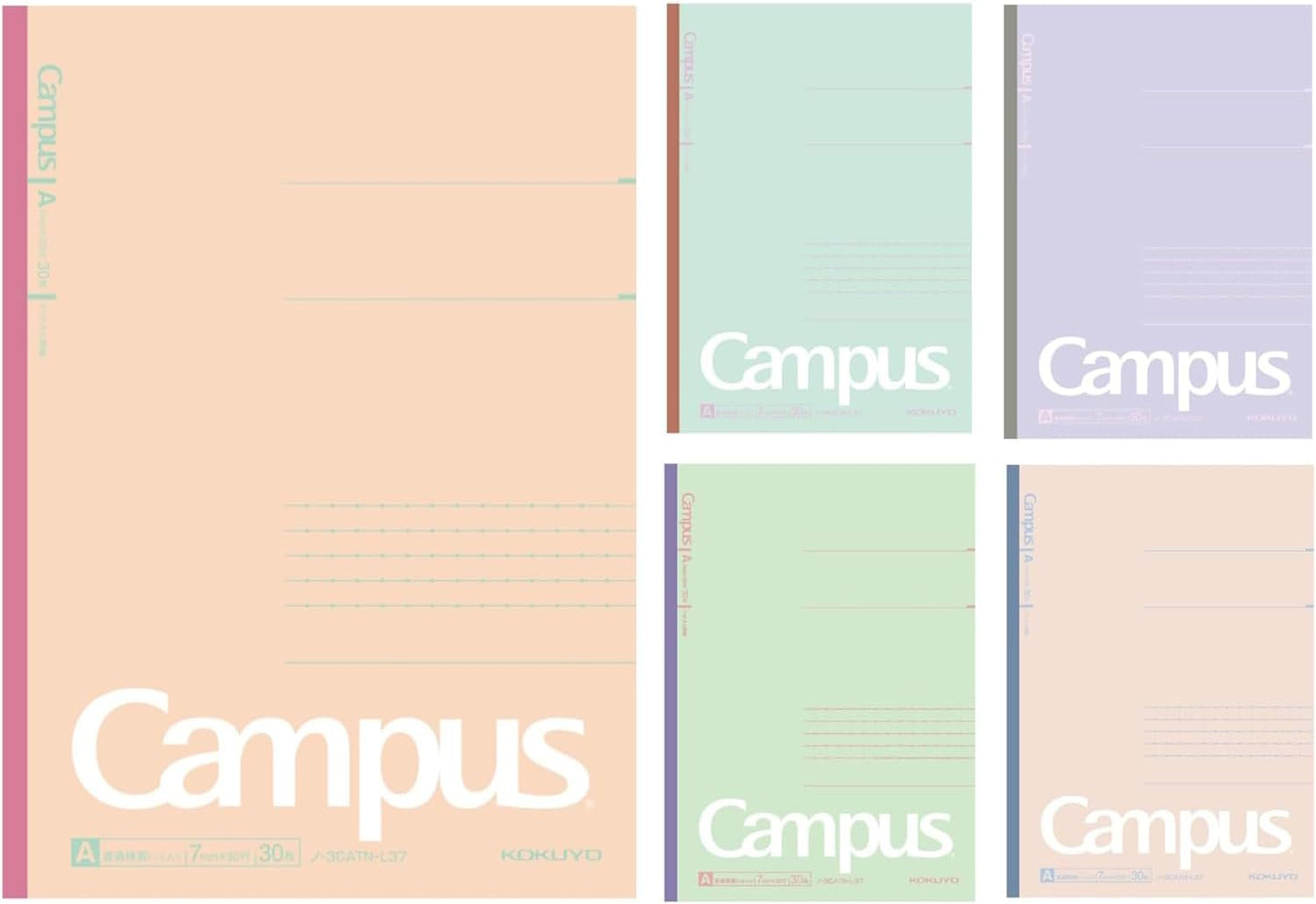 KOKUYO Campus Notebooks, 5 Pack - Stylish Mineral Colors, Dot Ruled - Ideal for Women's Note-Taking